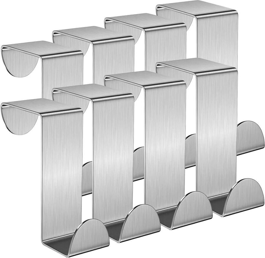 Overdeurhanger 8 stuks metalen deurhaken Z-vormig Kapstokhaak Slaapkamerorganizer Geschikt voor deurbreedtes van 18 cm Roestvrij staal
