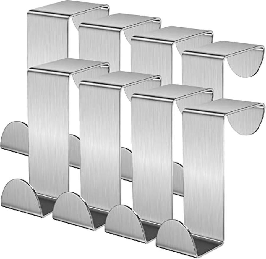 Overdeurhanger; 8 stuks metalen kleine deurhaken passen op deurbreedtes van 1;8 cm en 4 cm; roestvrijstalen Z-vormige omkeerbare dubbele kop; enkele over de deurhanger; kapstokhaak voor slaapkamer;