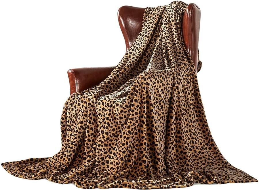 Oversized Fleece Plaids voor Slaapbank Kleurrijk en Zacht 1 stuk Cheetah
