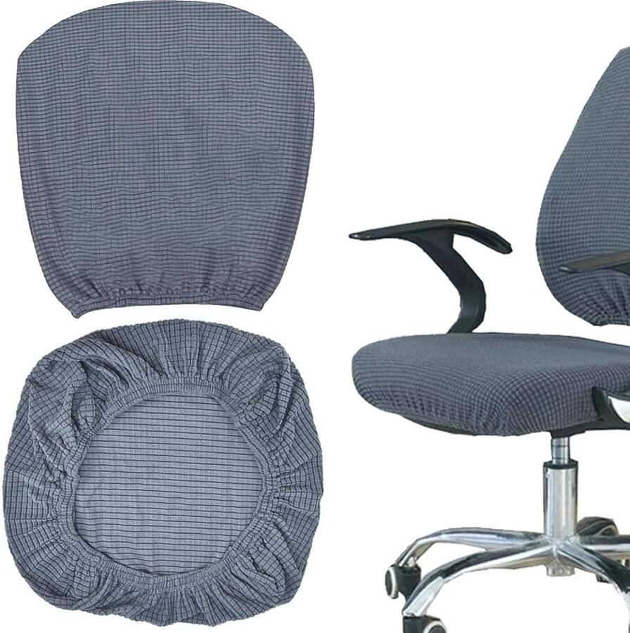 Overtrek voor bureaustoel elastische bureaustoelkussensloop wasbare elastische stoelhoes computer-bureaustoelhoes geschikt voor thuis banket hotel kantoor stoelen (donkergrijs)