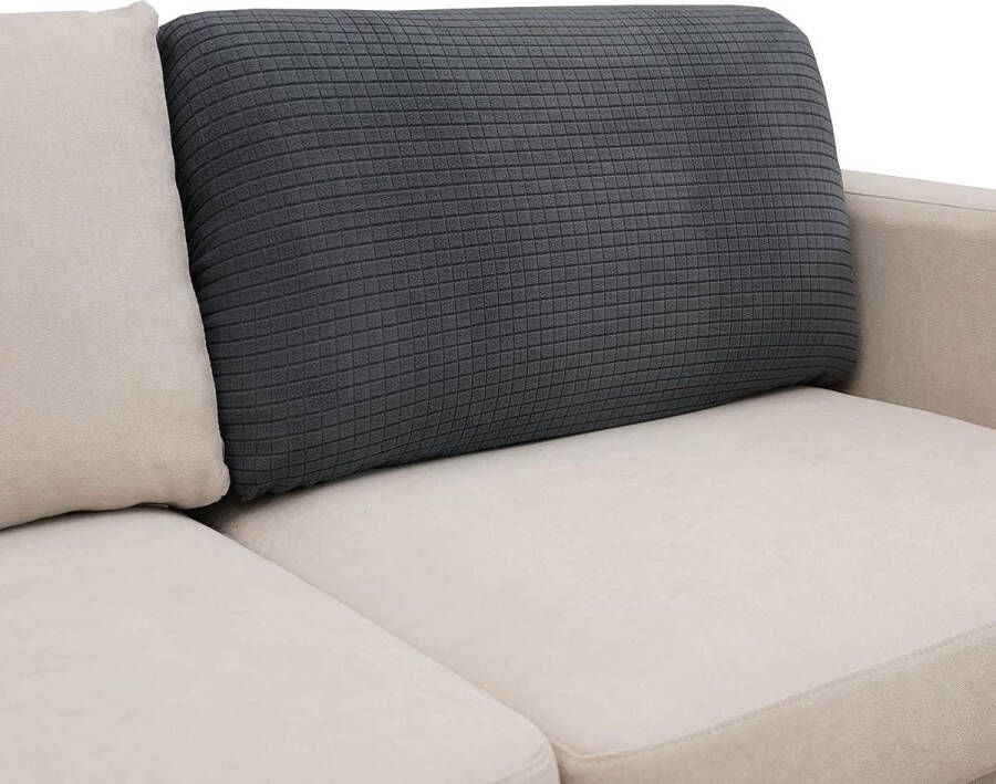 Overtrek voor rugleuning 3-zits stretch zitkussen bankovertrek elastische overtrek voor L-vorm donkergrijs rugkussen (1 stuk)