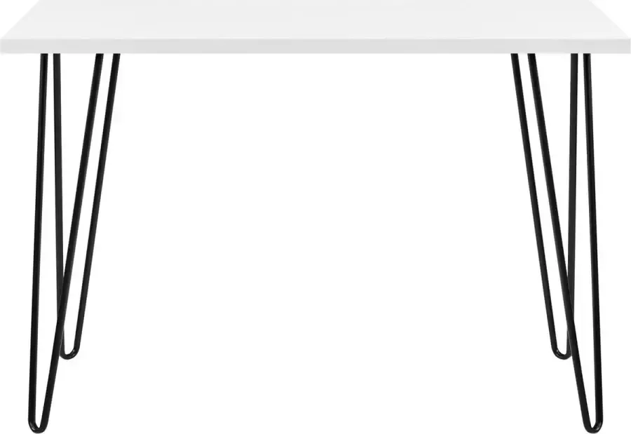 Owen Computerbureau in wit gelamineerd spaanplaat met poten in zwart metaal