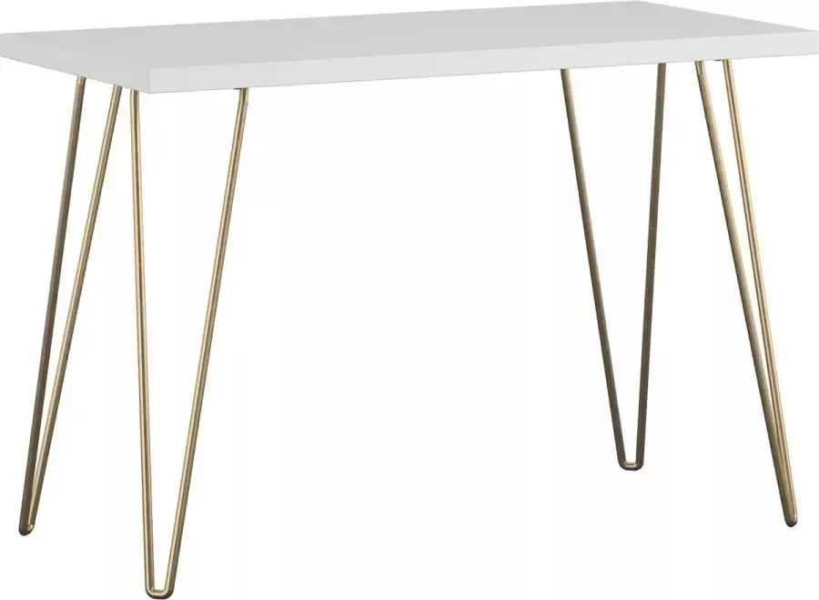Owen Computerbureau van wit gelamineerd spaanplaat met poten van goudkleurig metaal