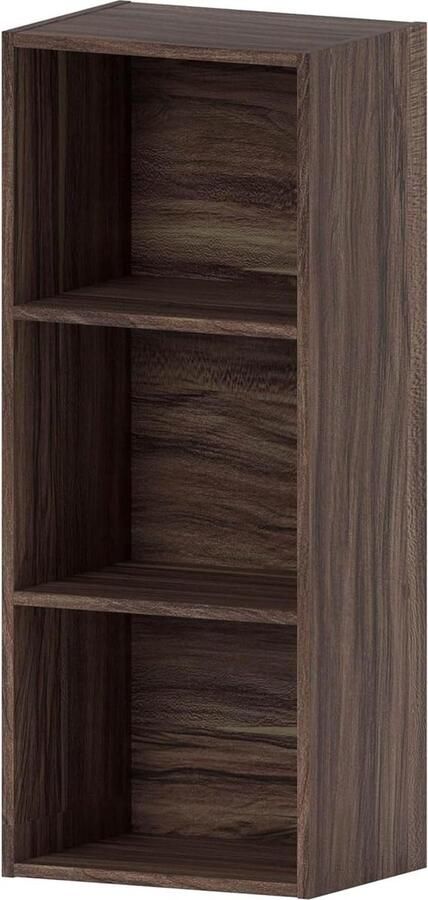 Oxford 3 Tier Cube Boekenkast Walnoot Houten Rekken voor Woonkamer en Kantoor
