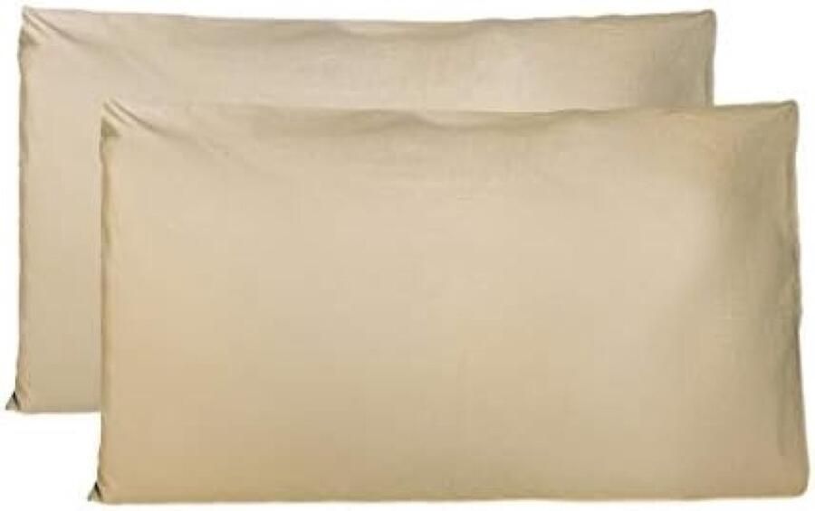 Paar kussenslopen 100% Pure katoen 50x80 CM Set van 2 Bed Kussen Stoffen Gemaakt in Italië Tassluiting Solid Color Standaard Maat met Beige