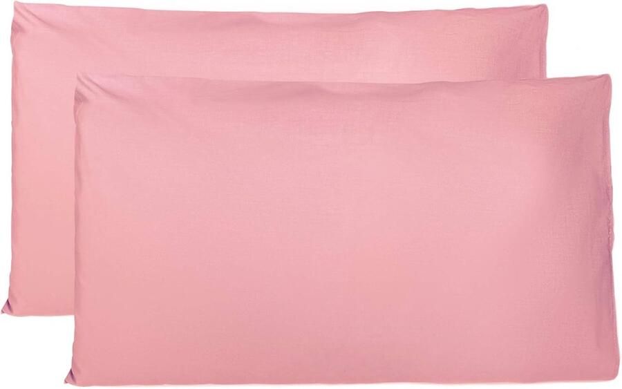 Kussenslopen 100% Pure katoen 50X70 CM Set van 2 Bed Kussen Stoffen Gemaakt in Italië Tassluiting Solid Color Standaard Maat met Roze
