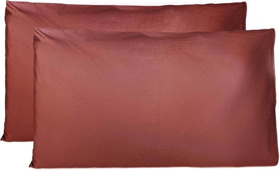 Paar kussenslopen 100% Pure katoen 50x80 CM Set van 2 Bed Kussen Stoffen Gemaakt in Italië Tassluiting Solid Color Standaard Maat met Bordeaux