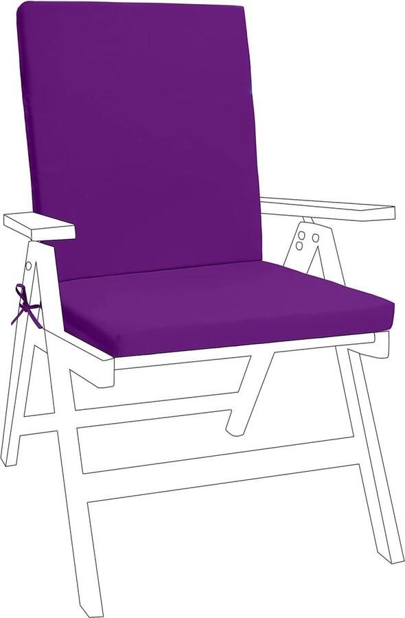 Paars Opvouwbaar en Licht Tuinstoel Kussen Veilige Bevestiging en Elastische Terugtrekking Waterbestendig Geschikt voor Binnen en Buiten (1 stuk)