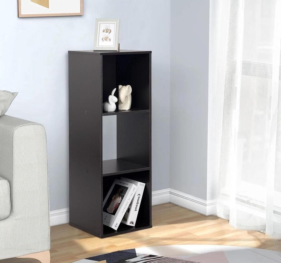 PACHIRA Boekenkast Stapelbare Opslagunit Vrijstaand Donkerbruin Houten