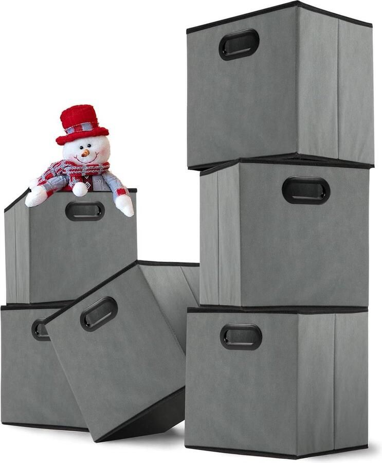 PACHIRA Opbergkubussen Opvouwbaar Set van 6 30x30x30 cm Stof
