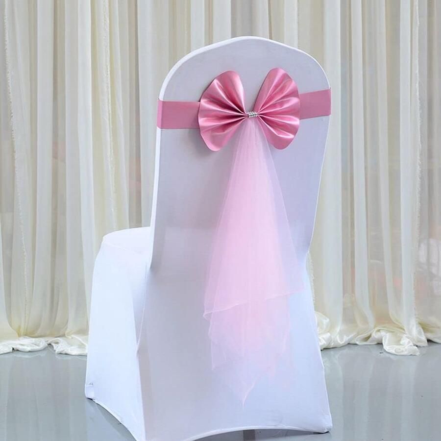 Pack of 10 Chair Sashes Elastic Chair Bands Chair Bows Wedding Chair Arch for Chair Covers Chair Decoration Wedding Decoration Chair Sash