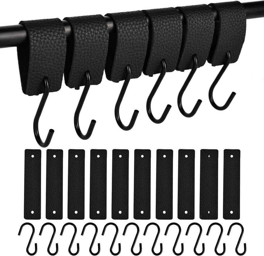 Pack of 10 S Hooks Zwarte Metalen Haken Multifunctionele Haken voor Kledingrek Voor Slaapkamer Kasten Keuken