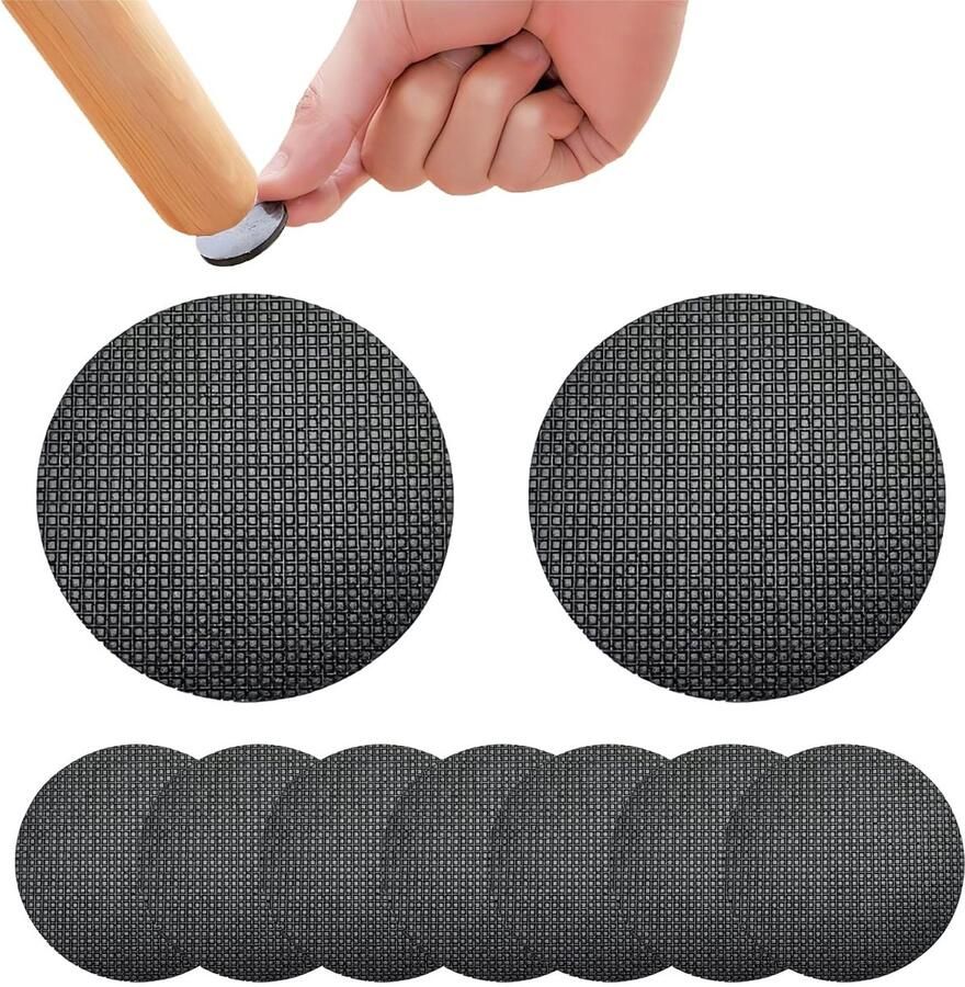 Pack of 16 Round Silicone Chair Cushions Non-Slip Furniture Pads with Rubber Grip Black for Floor Protection 25mm