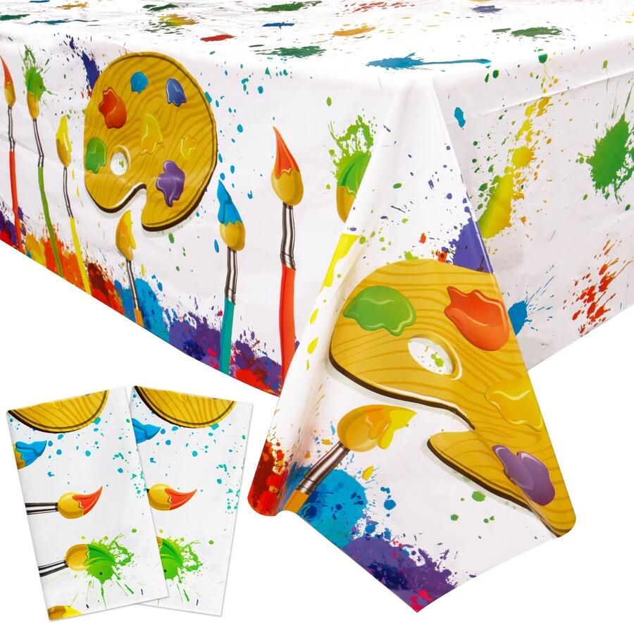 Pack of 2 130 x 220 cm Plastic Splash Mat Washable Table Cloth Waterproof Table Cloth for Crafts and Painting Children's Birthdays First School Day School Child Pack of 2