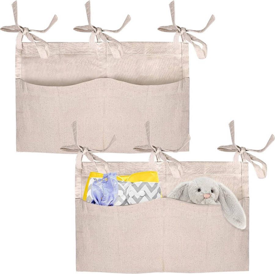 Pack of 2 Baby Nursery Organiser Hanging Bed Organiser Baby Bed Organiser Nursery Hanging for Clothes Nappies Toys Hanging on Crib Changing Table or Wall