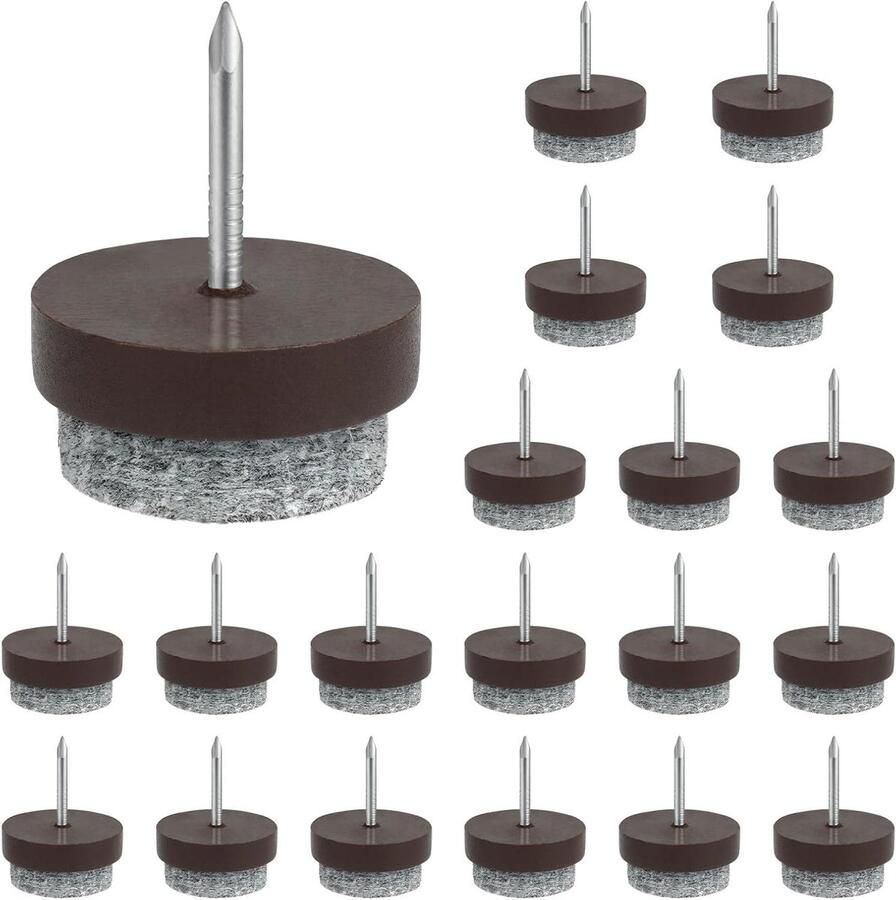 Pack of 20 Felt Caps Screws Diameter 20 mm for Chairs Furniture Laminate Parquet Tiles