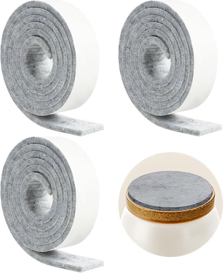 Pack of 3 Zelfklevende Viltglijders voor Meubels 100 cm x 2 cm Rollen Viltglijders voor Meubels Tafelvoetbeschermer Stoel Bank