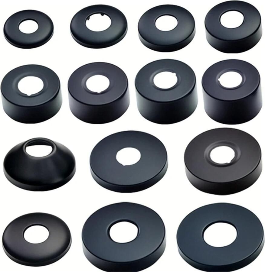 Pack of 4 Ø 25 mm (3 4) Cover Rosette Zwarte Rosette Cover Rosette Tap RVS Rosette Rosettes voor Douchekranen Taps Radiator (Zwart 68 x 8)