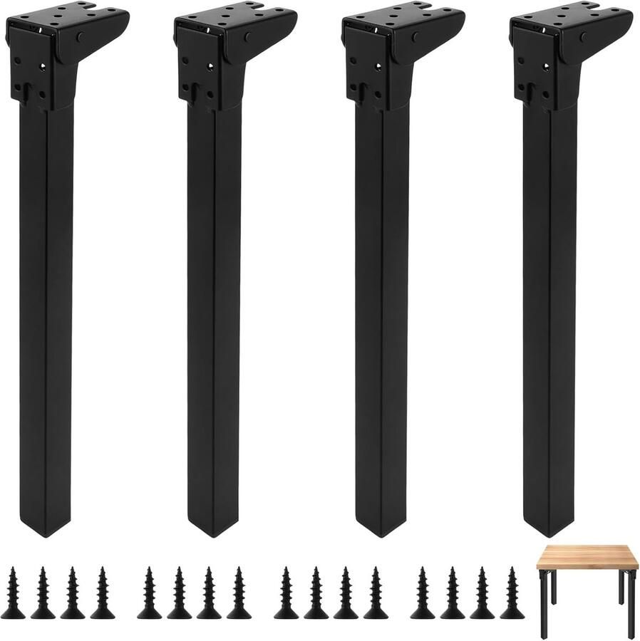Pack of 4 Opvouwbare Tafelpoten 40 cm Zwarte Metalen Tafelpoten 90 Graden Vouwpoten voor Tafel Bed Bank Laptop Tafel Kast