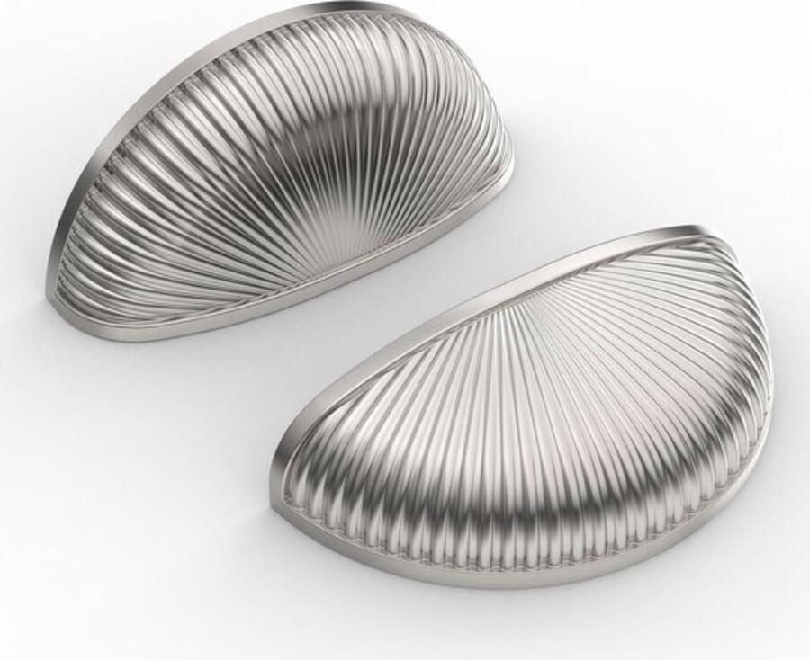 Pack of 6 Drawer Handles Shell Handles Brushed Nickel Zinc Alloy Cabinet Handles Furniture Handle Semicircle with Screws for Kitchen Cabinet Drawers Cupboard 76 mm