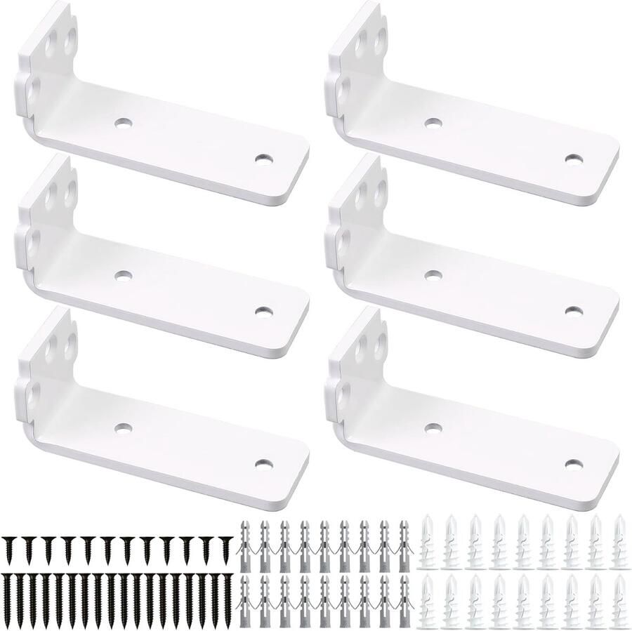 Pack of 6 Shelf Holders 10 cm White Wall Mount Load 75 kg Steel Corner Heavy Load L Shelf Corner Wall Mount Robust Shelf Holder for Wall Shelves
