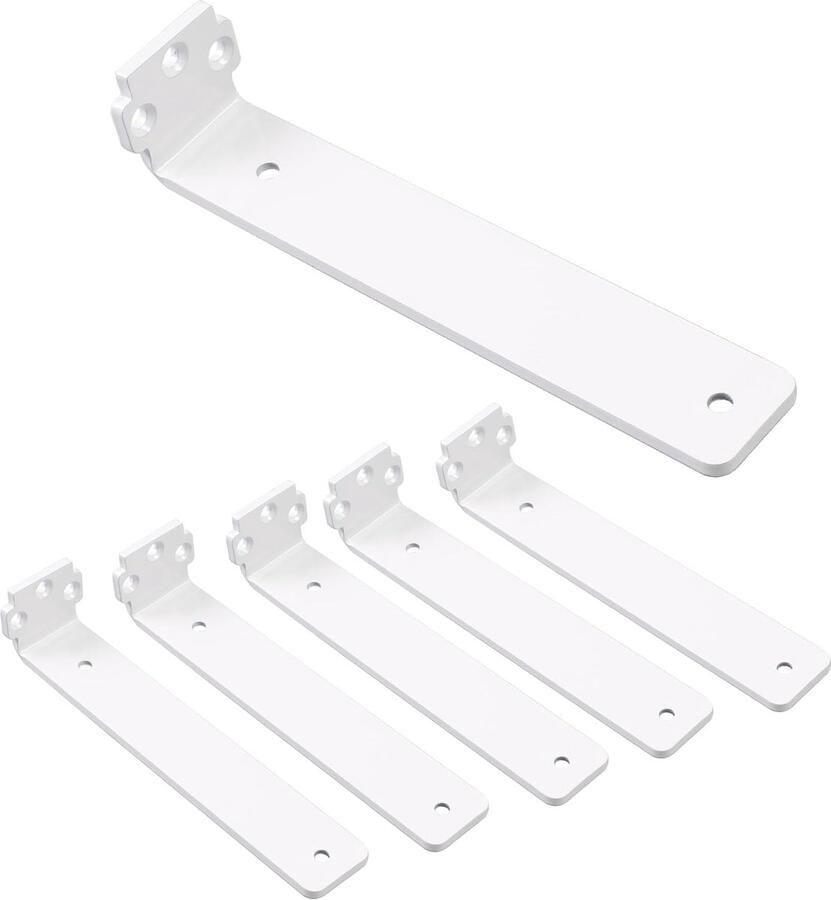 Pack of 6 Shelf Holders 20 cm Metal Shelf Racks 0.5 cm Thick Wall Mount White Shelf Support Heavy Load Corner Robust Shelf Holder for Wall Shelves 75 kg Load Capacity Sterke Plankdragers