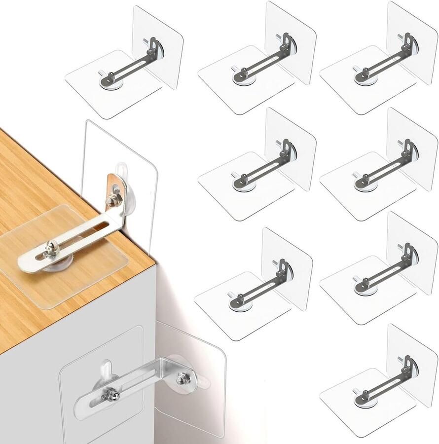 Pack of 8 Anti-Tip Holders Wall Anchor Furniture Tilt Protection Set Anti-Tilting Furniture Straps Wall Mount for Baby Protection en Huisdierbescherming Wandbevestiging en Ankerriemen