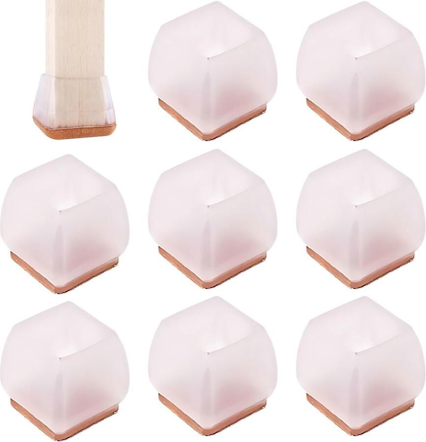 Pack of 8 Silicone Chair Leg Protectors with Felt Leg Protector Furniture Leg Protector Elastic Chair Leg Protector Scratch Protection Chair Leg Protectors
