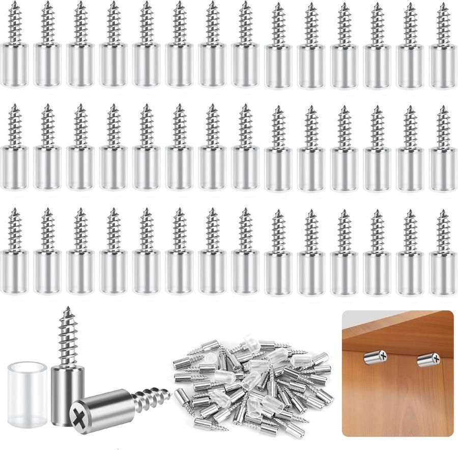 Pack van 100 Planksteunen 7.5 mm Plankhouders Zelftappende Inlegplankhouder met Antislip Cover voor Meubilair Planken Kasten Plankondersteuning