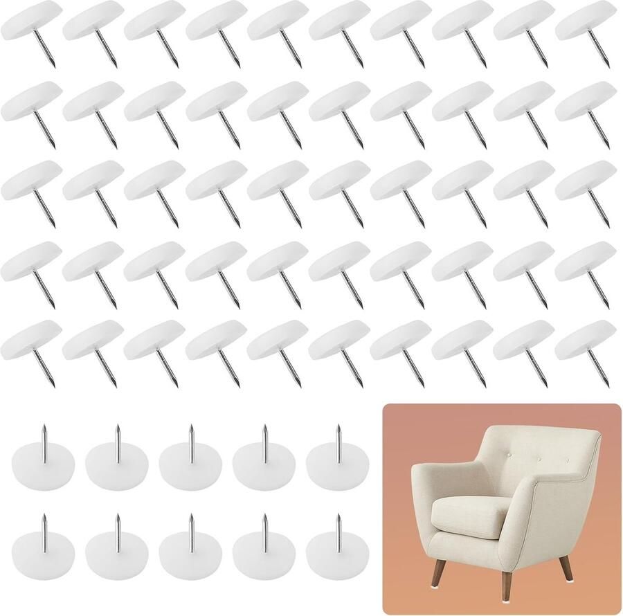 Pack van 100 Plastic Chair Glides Meubels Bescherming Vloer Glides 20 mm Diameter 5 mm Dikte Voor Stoelen en Tafelpoten Wit