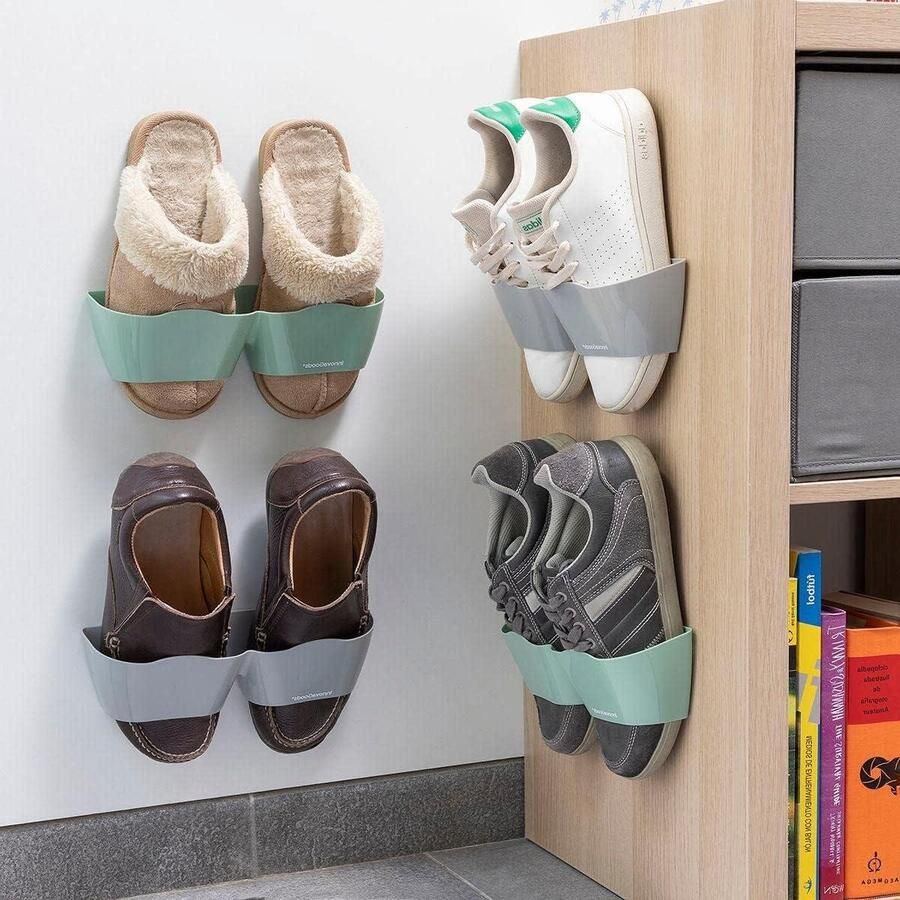 Pack van 4 Adhesieve Schoenopbergers Praktisch en Functioneel Ruimtebesparend Eenvoudig te Installeren