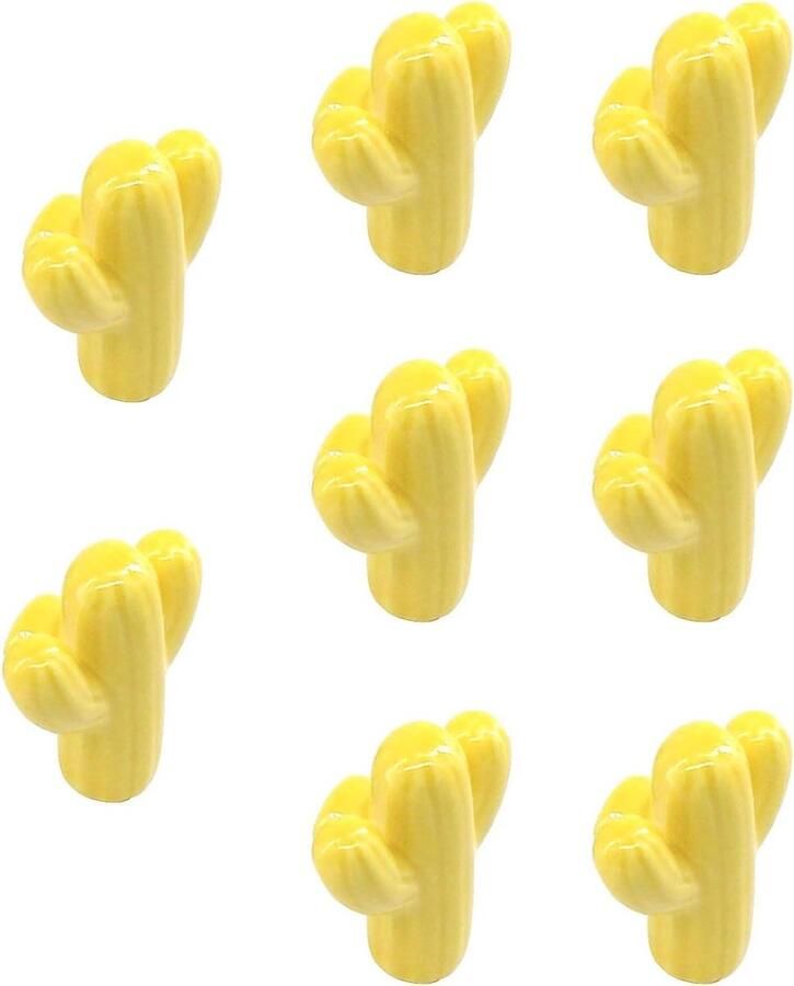 Pack van 8 gele cactus vormige keramische ladeknoppen met zinklegering basis Set van 8 Gele decoratieve handgrepen voor dressoir of garderobe配。