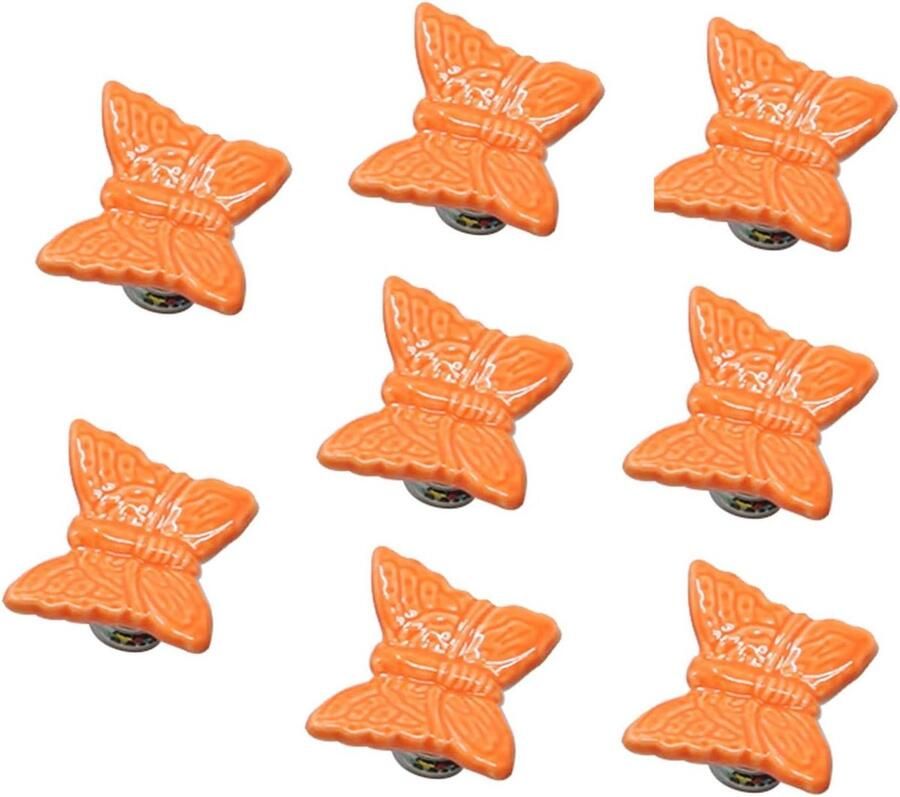 Pack van 8 oranje vlinder vormige keramische lade knoppen Zinklegering basiskast trekt Dressoir garderobe handgrepen met een elegant design