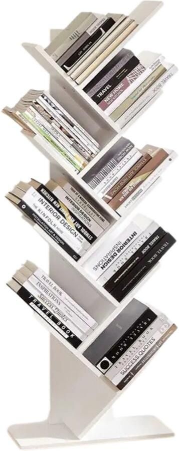 Paco Goederen Boekenkast Boekenplank 8 planken 50x141.5x25 cm woonkamer -slaapkamer wit Boomvormig