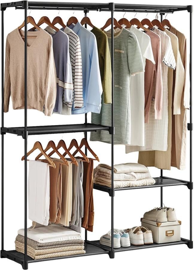 Paco Goederen kledingkast Garderobekast Vrijstaande Kledingkast Kledingrekken Kapstok Stoffen Rekken