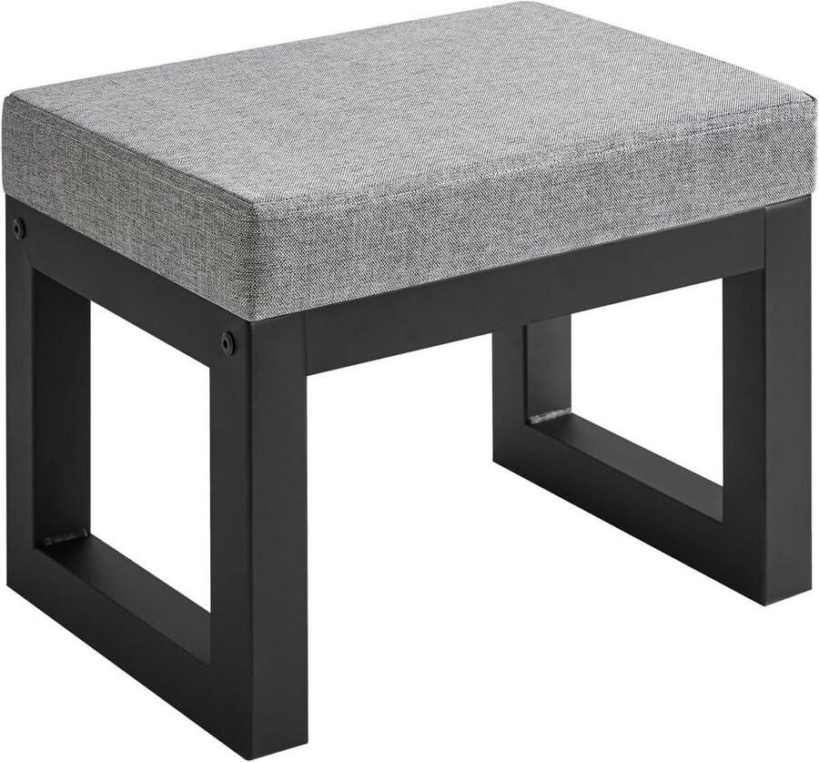 Padded Seat Small Foot Stool Change Shoe Footrest Ottoman Extra Seat for Entrance Living Room Bedroom Blue Gray WBD001L-X