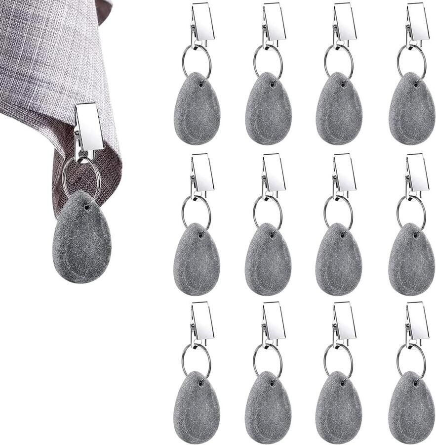 Pak van 12 tafelkleedgewichten met clips tafelkleedgewichten van natuursteen tafelkleedgewichten voor buiten tafelkleedgewichten extra zwaar voor picknicks feesten kamperen bruiloften