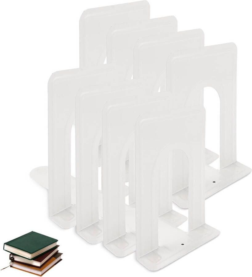 Pak van 16 Boekensteunen Metaal Wit Boekenhouder Planken voor Bibliotheek Thuis Kantoor School 15 x 13 x 17 cm