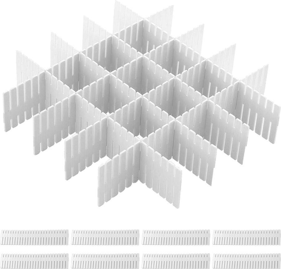 Pak van 16 ladeverdelers verstelbare ladeverdelers 37x7cm rooster ladeverdelers wit ladeverdelers voor ondergoed sokken en kantoorbenodigdheden