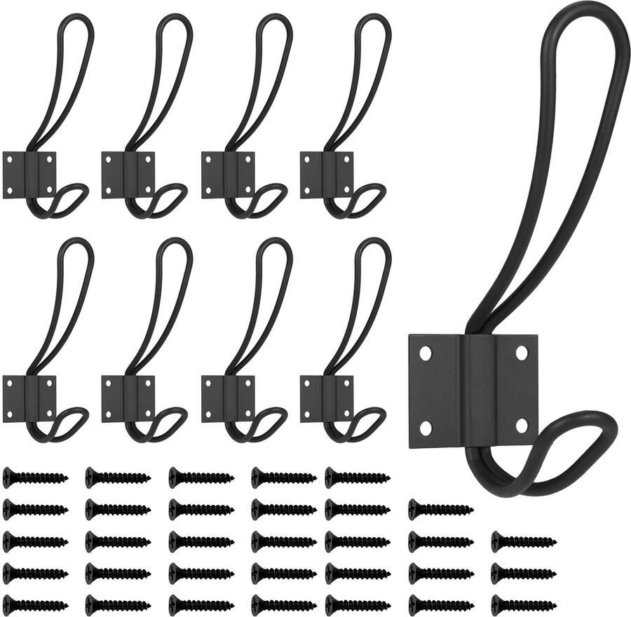 Pak van 8 kapstokhaken dubbele haken handdoekhaken garderobehaken wandhaken hoedenhaken kapstokhaken metalen wandhaken kapstokhaken vintage voor kapstokhaken badkamer keuken (kapstokhaken B (8 stuks))