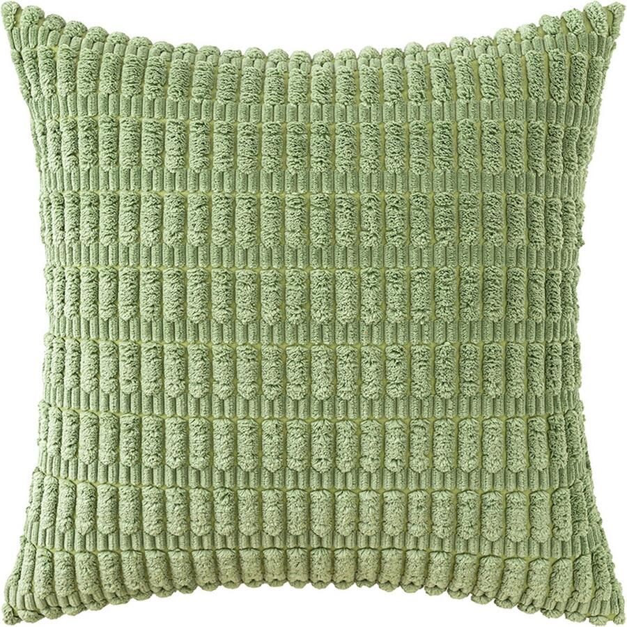 Pakket van 2 decoratieve kussenslopen van corduroy zachte gestreepte kussenslopen in boho-stijl moderne boerderijdecoratie voor bank woonkamer slaapbank alleen kussensloop (50*50 cm) Gebroken wit 50*50cm