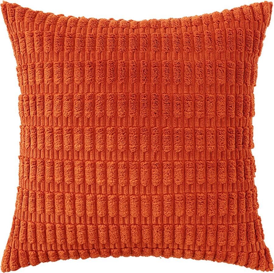 Pakket van 2 decoratieve kussenslopen van corduroy zachte gestreepte kussenslopen in boho-stijl moderne boerderijdecoratie voor bank woonkamer slaapbank alleen kussensloop (30*50 cm) oranje kleur 30*50cm