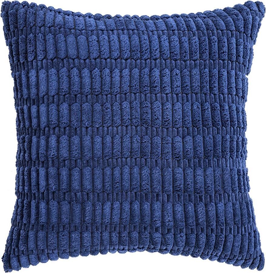 Pakket van 2 decoratieve kussenslopen van corduroy zachte gestreepte kussenslopen in boho-stijl moderne boerderijdecoratie voor bank woonkamer slaapbank alleen kussensloop (45*45 cm) Gebroken wit 45*45cm