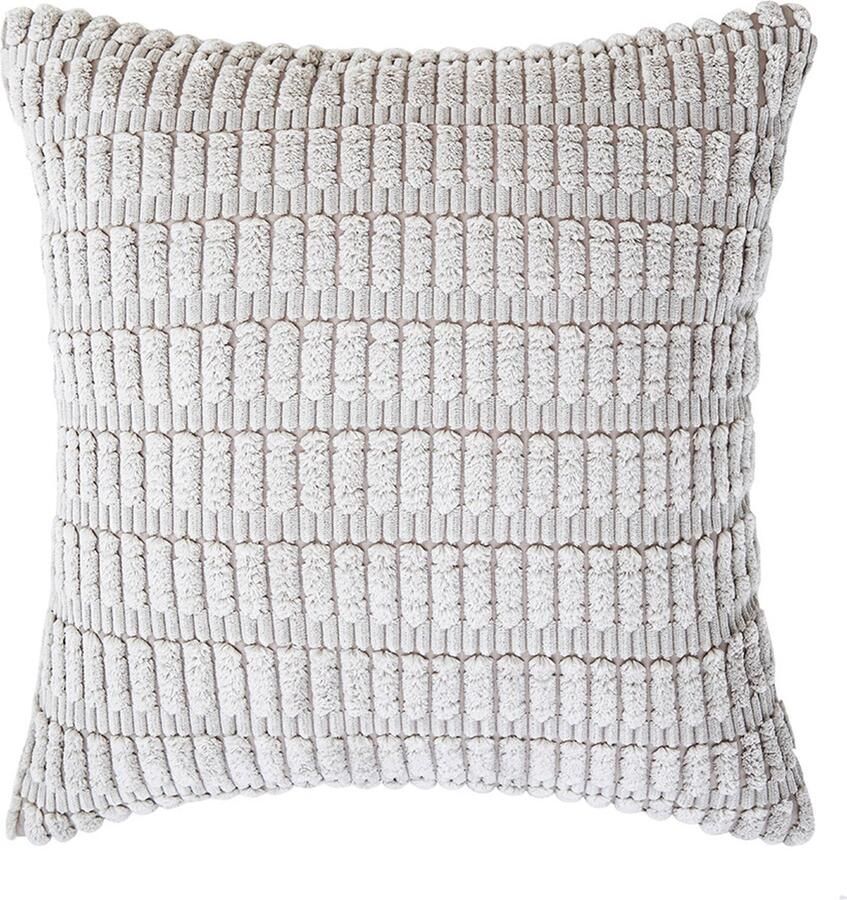 Pakket van 2 decoratieve kussenslopen van corduroy zachte gestreepte kussenslopen in boho-stijl moderne boerderijdecoratie voor bank woonkamer slaapbank alleen kussensloop (50*50 cm) Gebroken wit 50*50cm - Foto 3