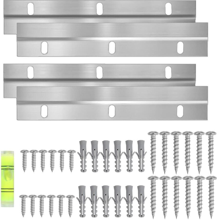Pakket van 4 Z-klemmen voor het ophangen van 30 cm Franse klamprails zwaar ophangsysteem schilderijhangers in elkaar grijpende fotolijsthaken voor kasten schilderijen spiegels kunstlijsten (zilver)