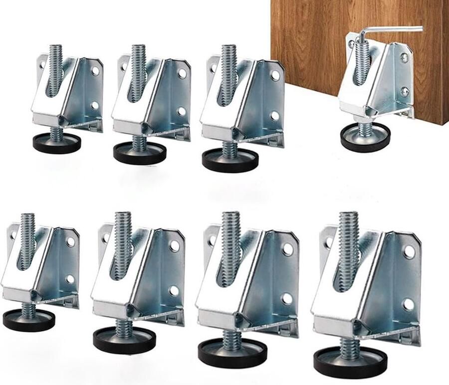 Andyou -pakket van 8 heavy-duty liftlevellers-wordt geleverd met montageschroeven en sleutels-geschikt voor meubels tafels kasten-praktisch en handig-zilver