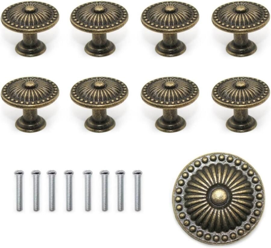 Pakket van 8 kastknoppen vintage handgreep knoppen 30 mm * 20 mm kastknop met schroeven voor lade keuken badkamer kledingkast-Retro ladegrepen van zinklegering