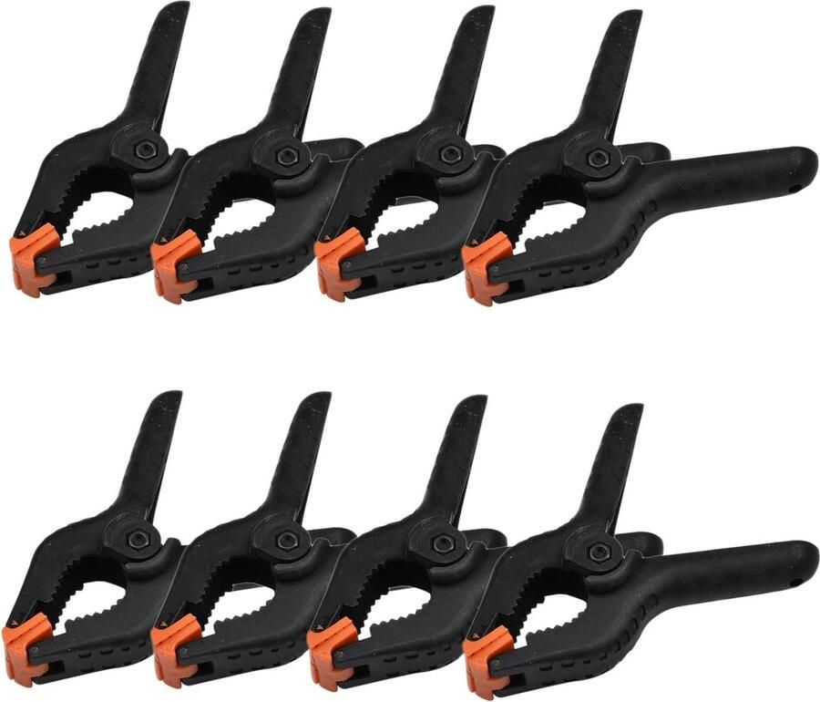 Pakket van 8 veerklemmen mini-veerklemmen voor houtbewerking gebruik voor gezinnen uitstapjes kamperen (zwart)