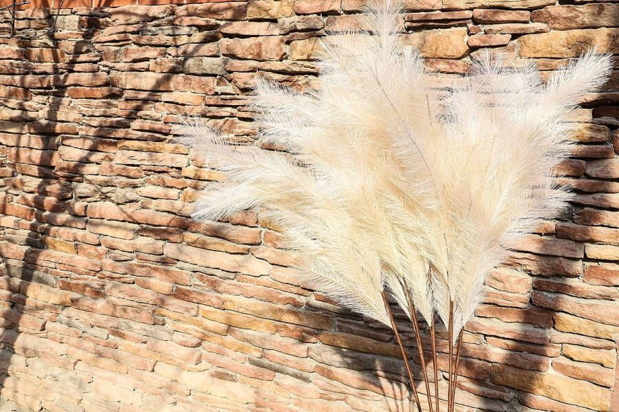 Pampasgras 5 stuks kunstgras 95 cm lang pampasgras grote decoratie droogbloemen gebruikt voor moderne woonkamer tafel badkamer en boho decoratie (beige)