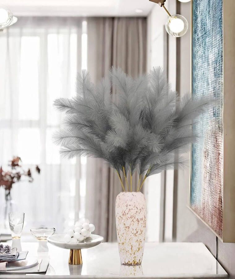 Pampasgras 5 stuks verrukkelijk 95 cm lang pampasgras grote decoratie droogbloemen gebruikt voor moderne woonkamer tafel badkamer en boho decoratie (grijs)